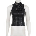 Panther Allure Leather Buckled Top
