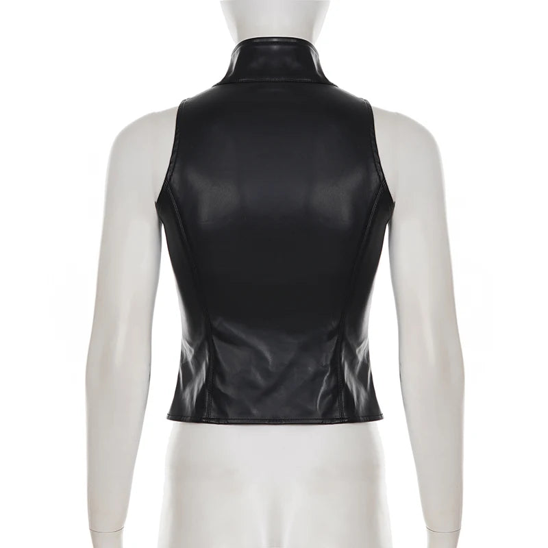 Panther Allure Leather Buckled Top