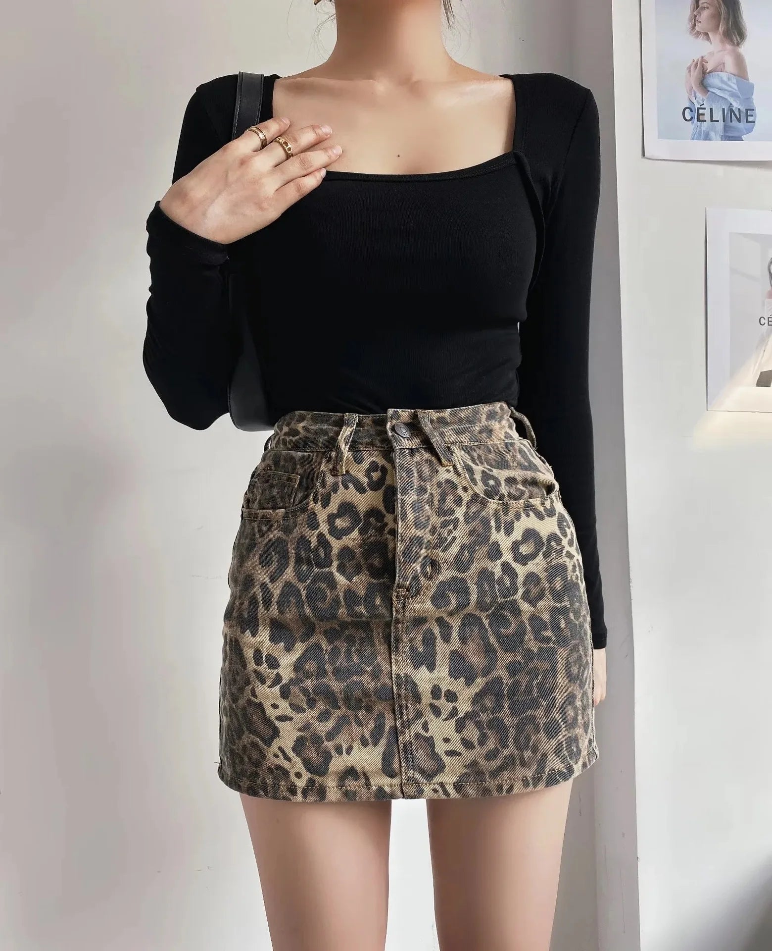 Leopard Love Distressed Wash Skirt