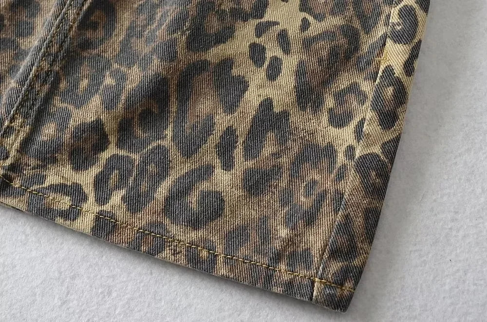 Leopard Love Distressed Wash Skirt
