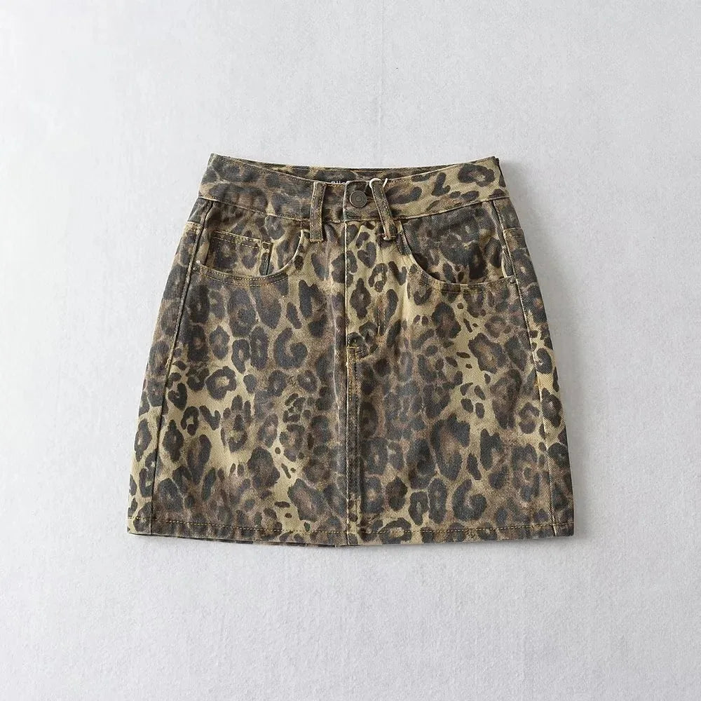 Leopard Love Distressed Wash Skirt